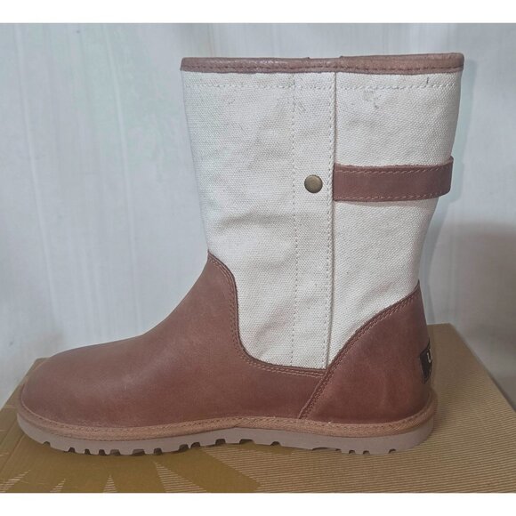 UGG Rosalie Chestnut canvas / Leather Boots Women's Size US 9 NEW 1004161 - Picture 6 of 11